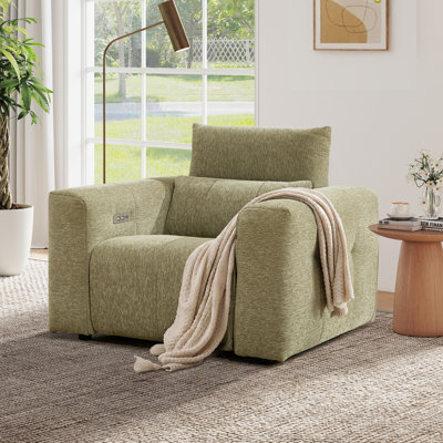 Canapé inclinable électrique surdimensionné moderne en chenille de 119 cm de large avec un seul moteur et appui-tête réglable manuellement