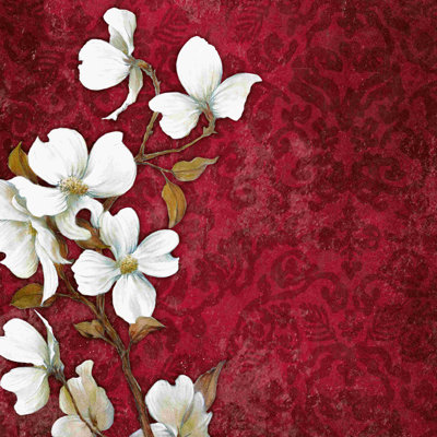 Red Floral 4 - peinture sur toile tendue
