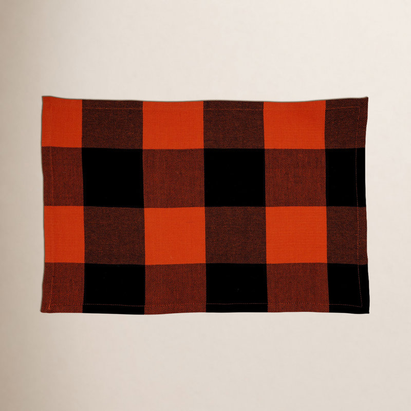 Napperon en coton 14 po, Orange / noir