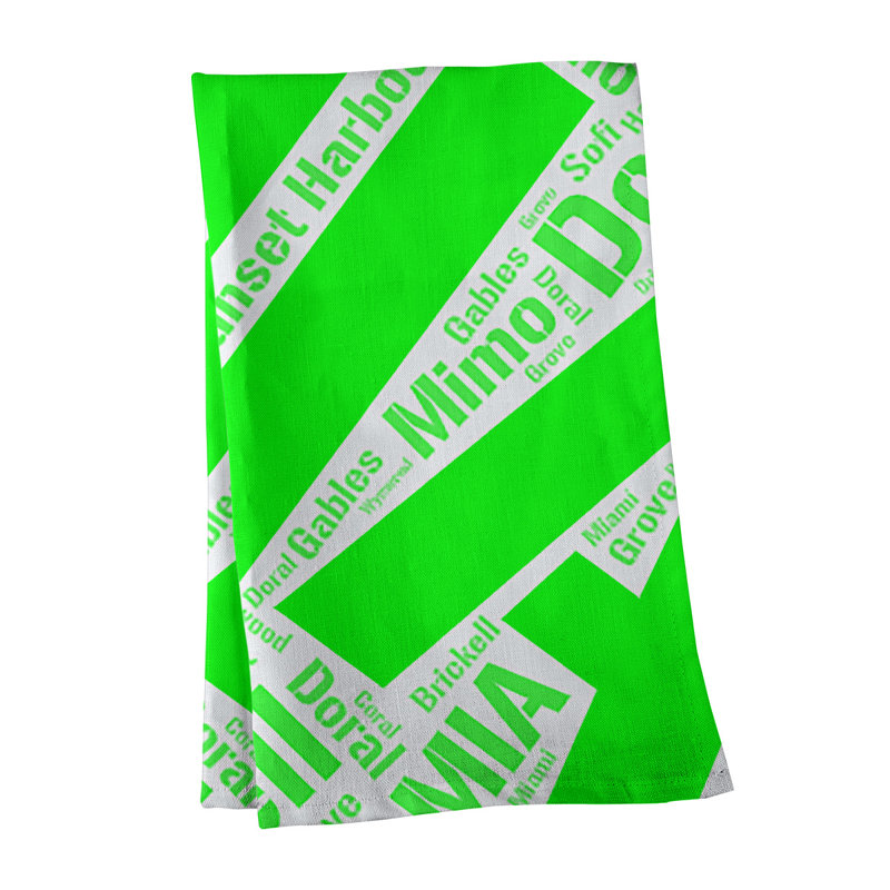 Cotton Tea Towel Kitchen Towel, Red, Miami