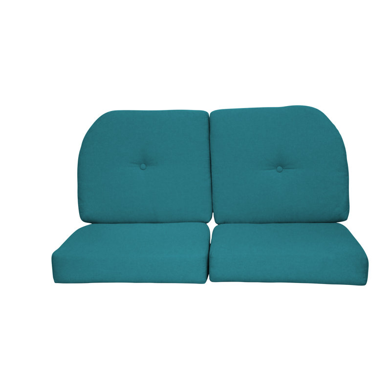  Coussin de causeuse intérieur / extérieur en osier Sunbrella, Tissage uni palette paon Sunbrella®