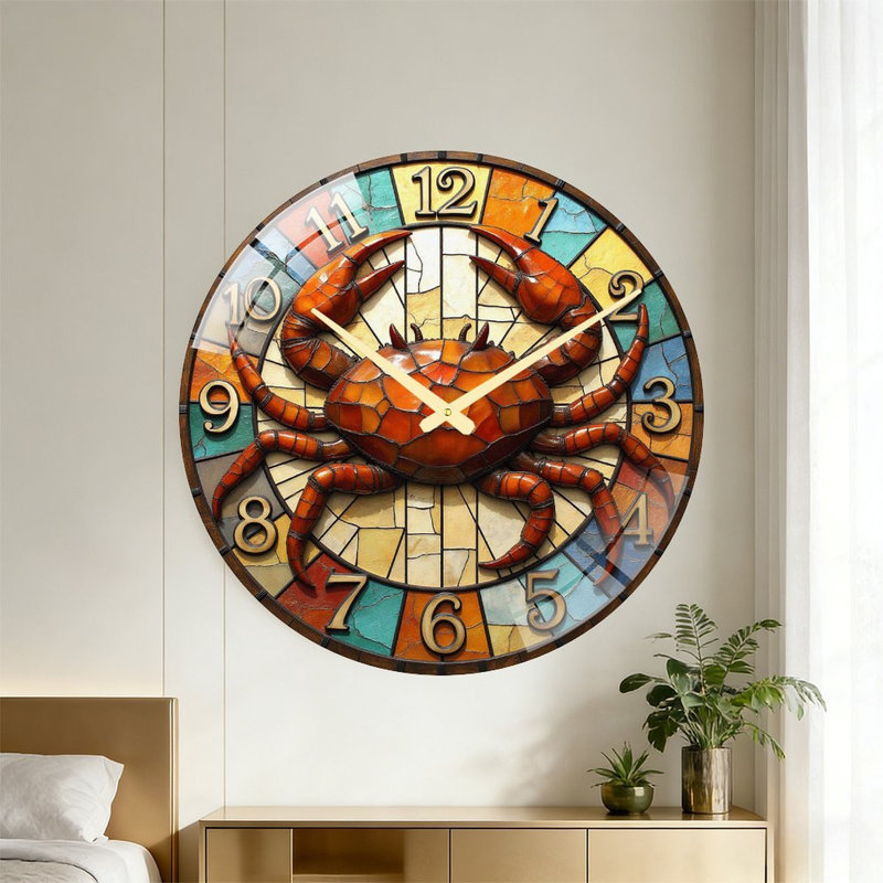 Horloge murale en verre coloré, horloge murale 24 po