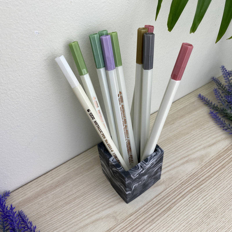 Neomi Square Pen Pot, Black