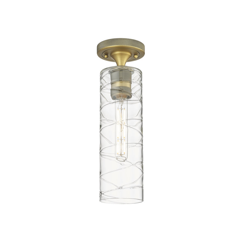Plafonnier encastré 1 lumière Crown Point, Laiton brossé, H 15 po x l 4,5 po x P 4,5 po, Tourbillon déco