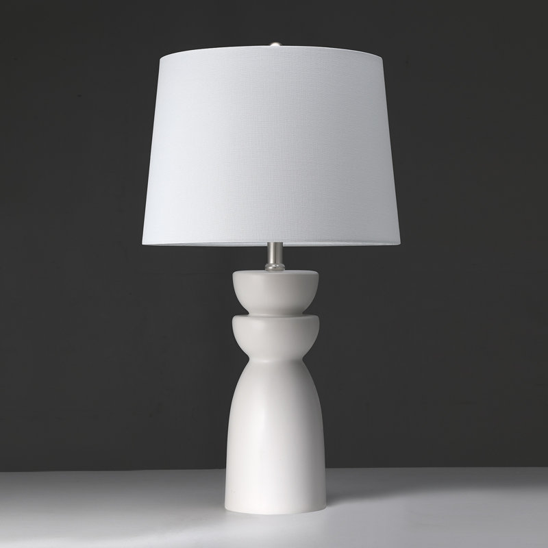 25in White Modern Sculpted Ceramic Table Lamps