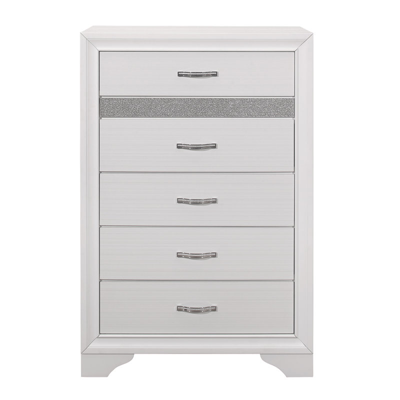 Glamour 1Pc Commode Faux Cristaux Tiroirs Argent Paillettes Cachés Tiroirs Mobilier de chambre à coucher moderne en bois