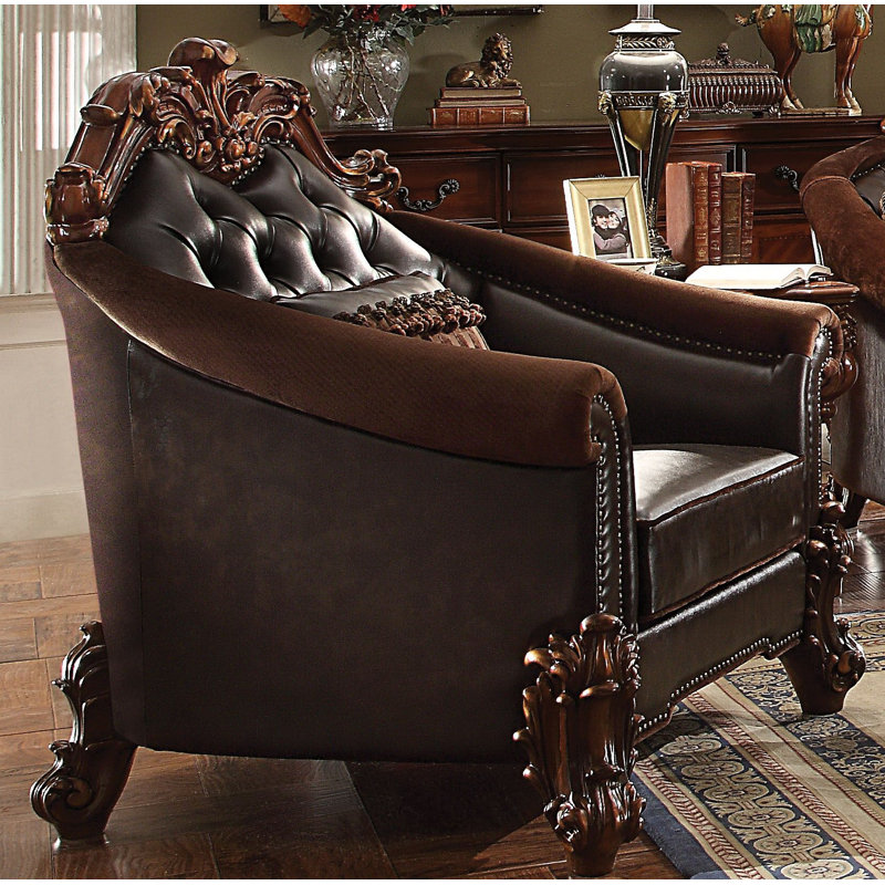 Fauteuil Haslet, Similicuir brun, Brun