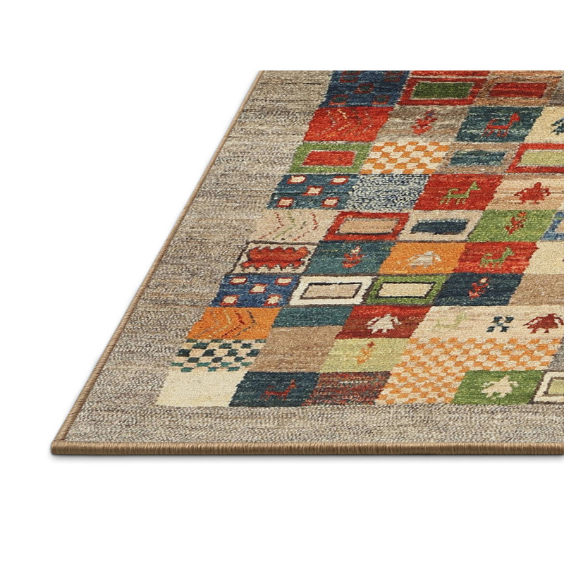 Tapis brun/rouge/beige contemporain Nathanson, Rectangle 2 pi x 3 pi