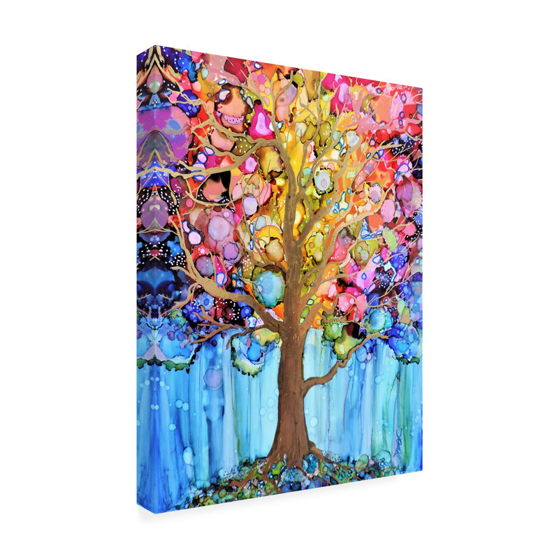 Sylvie Demers Abstract Floral Canvas Art in Light Blue and Tan