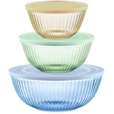 Pyrex Colors Sculpted/tinted Dreams 3-pack Mixing Bowl Set In Clear