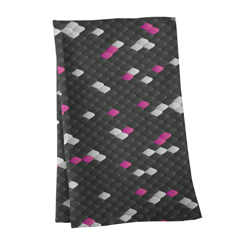 Serviette de thé à échelles serpent, Noir / Rose, Sergé de coton