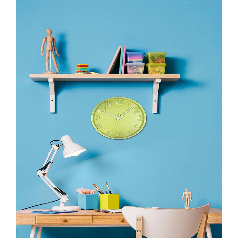 Horloge murale 12 po Fillingham, Vert/blanc