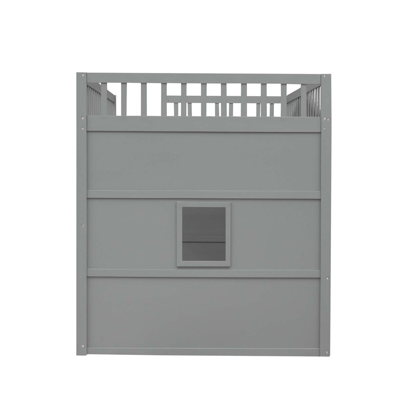 Lit mezzanine avec échelle House, Complète, Blanc / gris