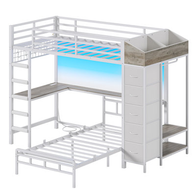 Bunk Bed with Desk and Storage Hall Tree & 5 Drawers