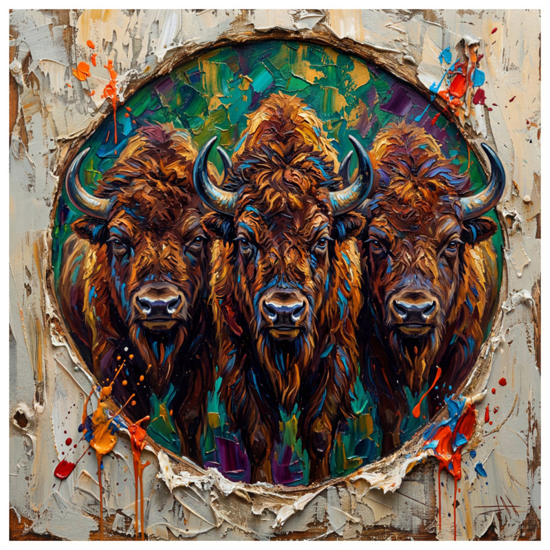 Trois buffles peignant des housses de couette, King