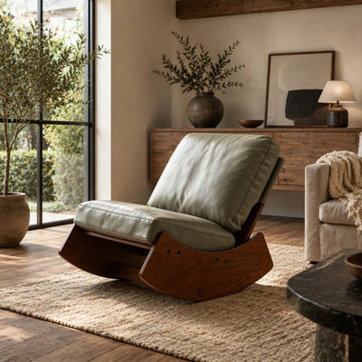 Chaise berçante confortable, fauteuil oscillant rembourré de haute qualité, structure en bois massif, parfaite pour les réglages multiples de la chaise de lecture pour la chambre à coucher et le salon