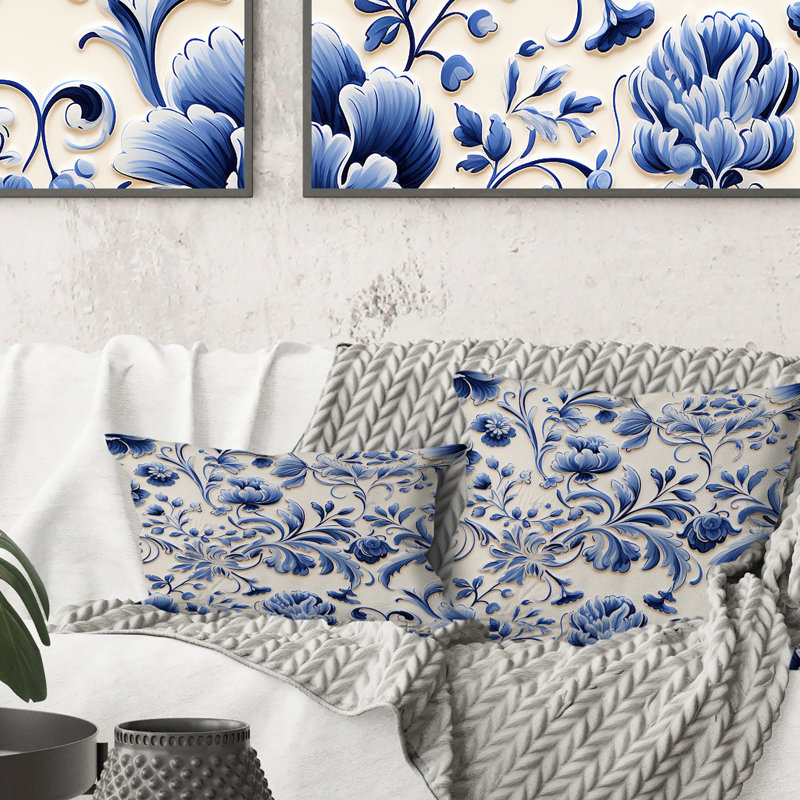 Coussin Blue Renaissance, H 18 po x l 18 po