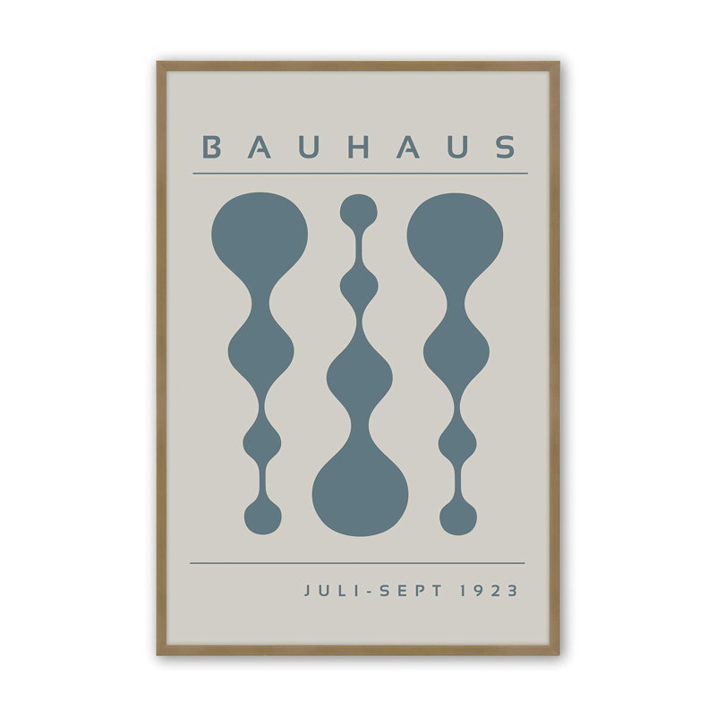 Strom Blue Retro Bauhaus, affiche I dans un cadre, H 25,25 po x l 19,25 po x P 1,25 po, Papier pour cadre photo brossé doré