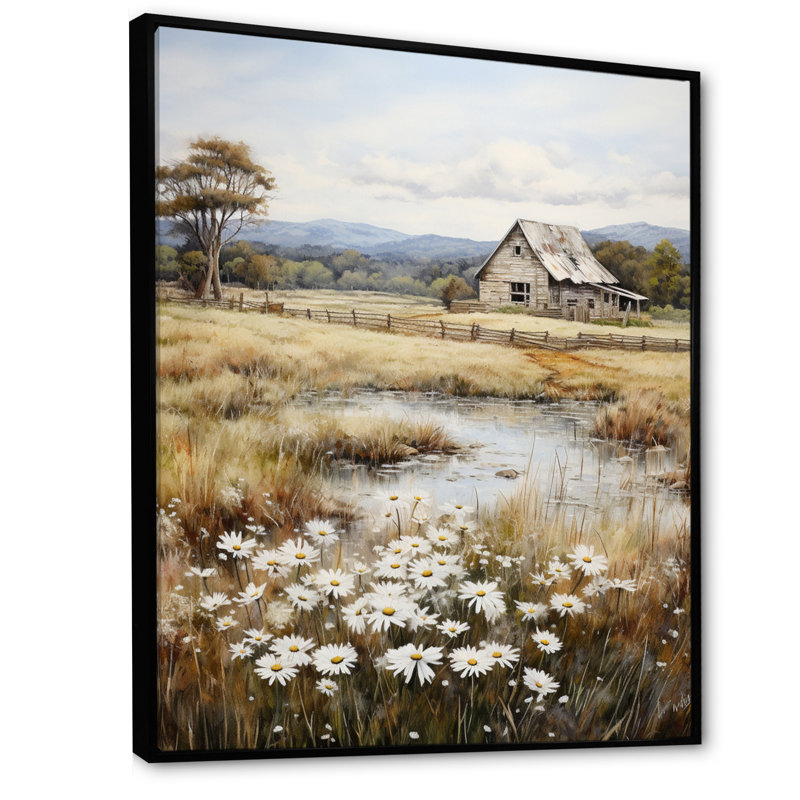 «Elisabette Farmhouse Quiet Retreat I», reproduction d'art sur toile, H 32 po x l 16 po x P 1 po, Cadre flottant noir