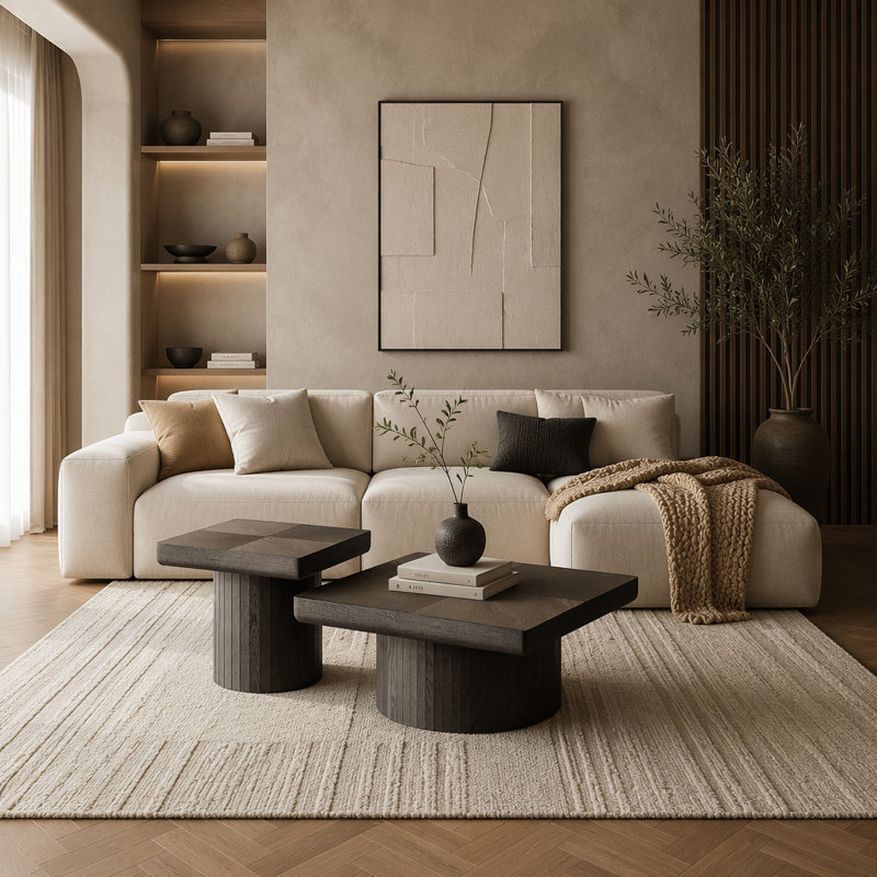 Wood Nesting Coffee Table Set, Black