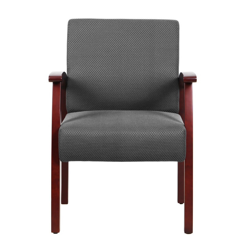 Chaise de salle d'attente en polyester et mélange de polyester avec structure en bois Caines, Brun