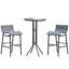 Ensemble bistro 3 pièces pour 2 personnes, table de pub ronde avec 2 chaises de bar au design confortable et robuste, gris anthracite