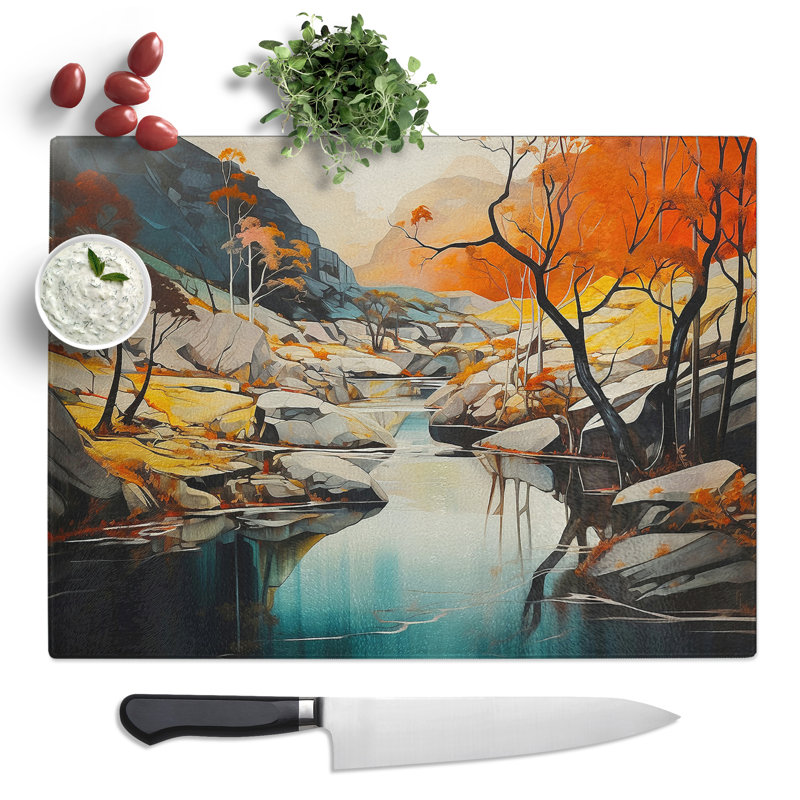 River Hard Edge  Glass Chopping Board