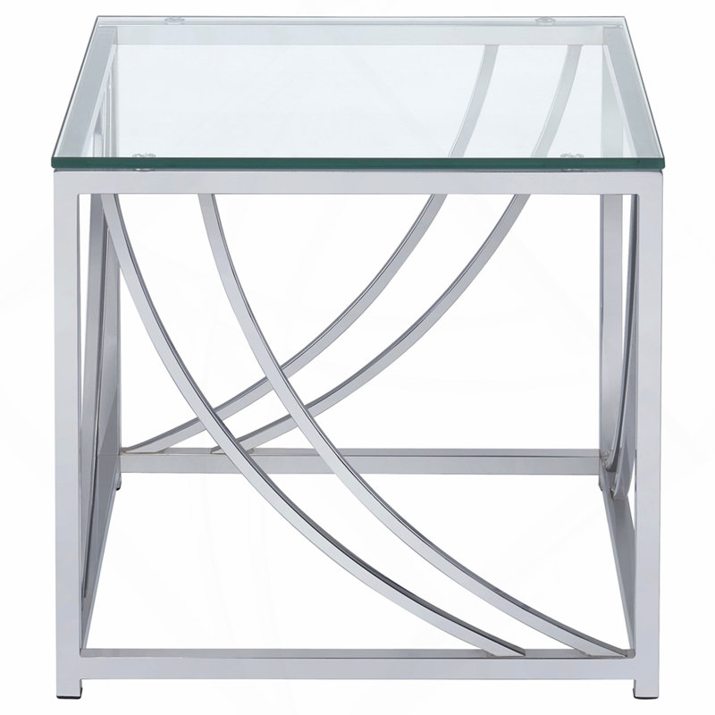 Chrome Square Glass Top End Table