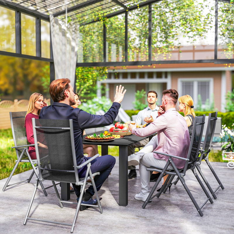 Rectangular Metal Outdoor Dining Table With Umbrella Hole , 150cm cm W 90cm cm D