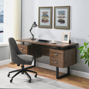 17 Stories Debanhy Writing Desk Modern Office Desk with 4 Drawers ...