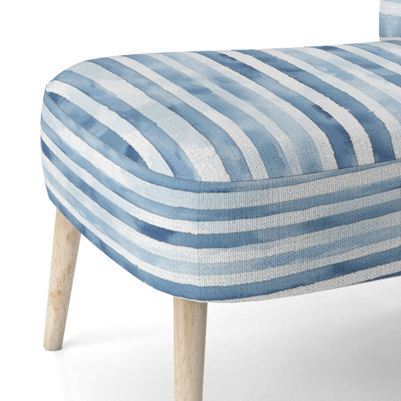 Chaise rembourrée rayée bleu et blanc, Chaise d'appoint sans accoudoirs