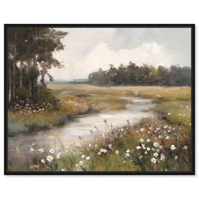 Art, paysage de campagne, toile, arbres et feuillage