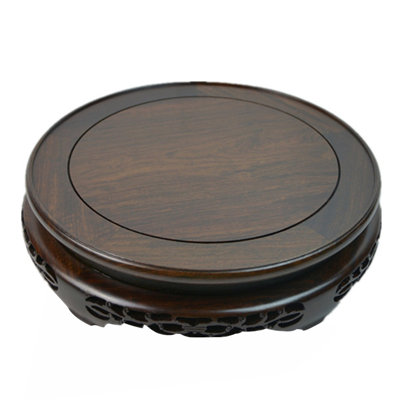 Modern Wood Plant Stand 5.9 Inch, Solid Round Desktop Flower Pot Holder with Ventilation Holes, No Assembly Required Indoor Planter Base