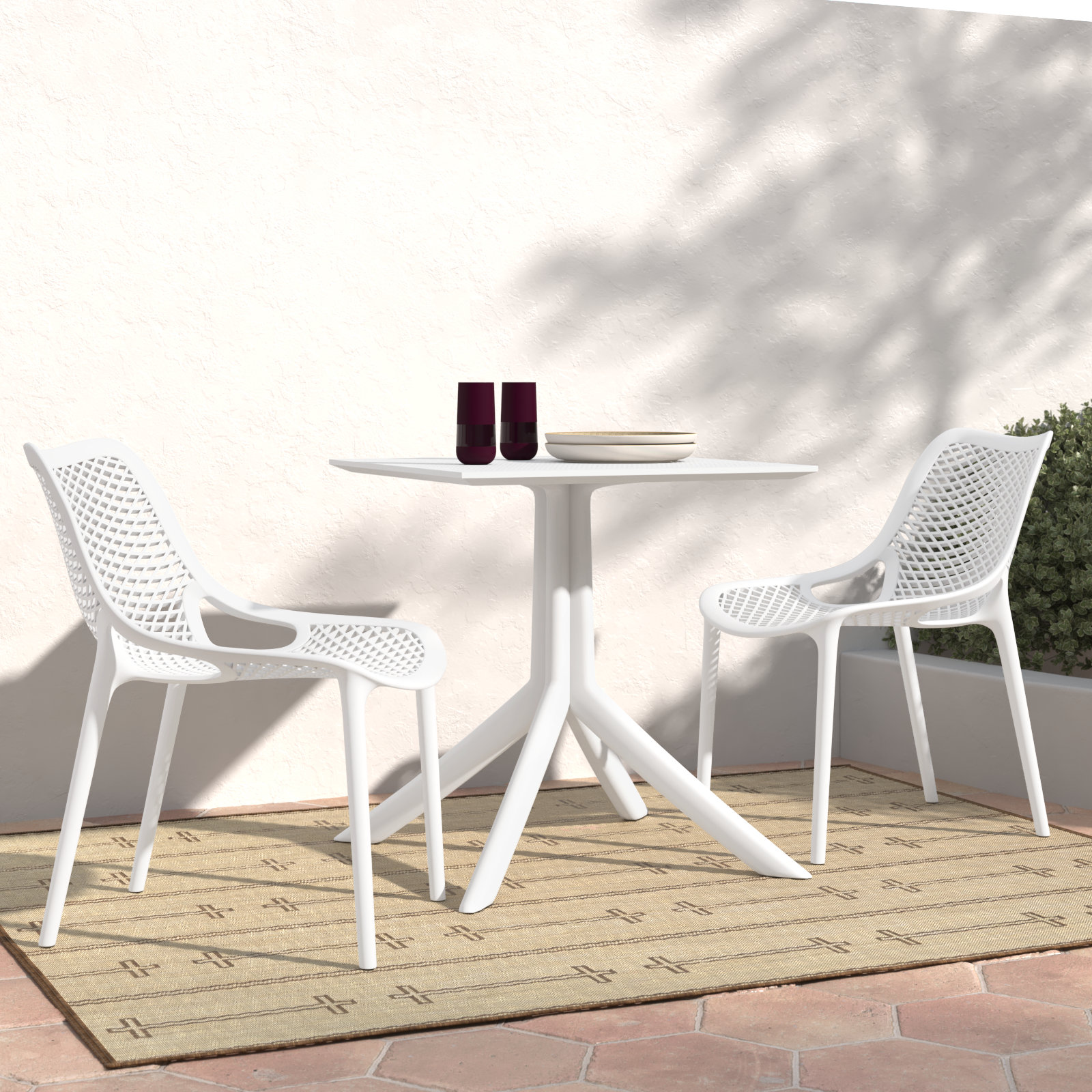 Asherton 24" Patio Bistro Set, White