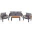 Ensemble de canapé d'extérieur 4 pièces pour 4 personnes avec coussin amovible et table basse en bois massif-365946881