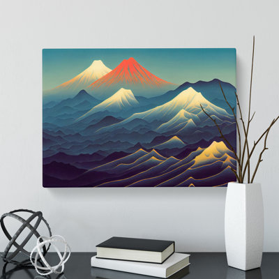 Alert Japanese Mountains - Wrapped Canvas Painting