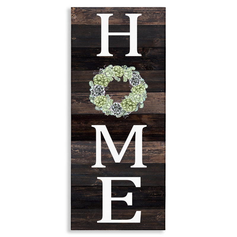«Welcome Home Sign Green Succulent Wreath Greeting» par Kim Allen - impression d'art graphique