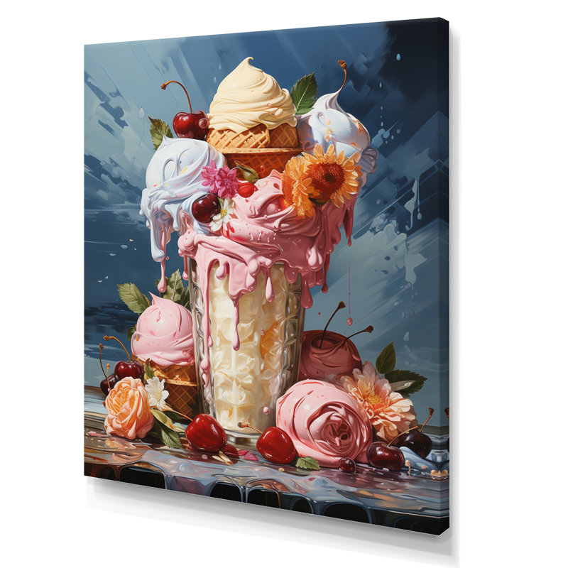Nourriture, crème glacée alimentaire III - Desserts, art mural, 44" H x 34" W, Toile tendue