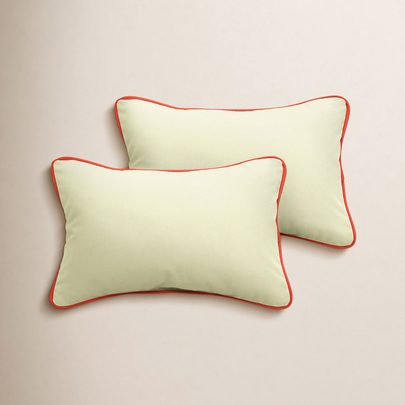Adel Indoor/Outdoor Lumbar, 13" x 20", White/Beige, Solid Color