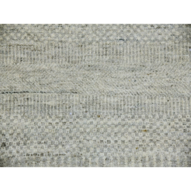 Tapis carré noué à la main 10 pi x 10 pi 10 pi x 10 pi gris à motif de pelouse moderne B1811FF865EB457CB8B15F261C73129F