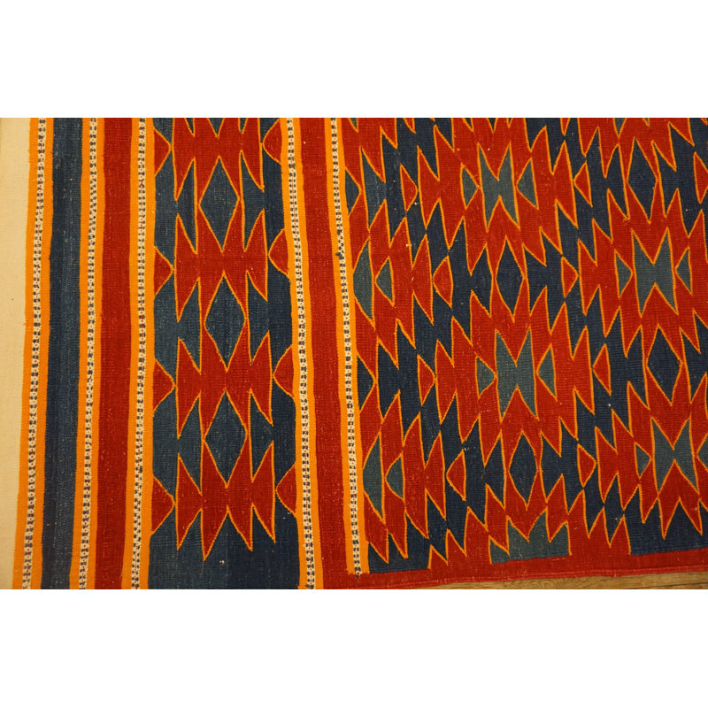 Antique Dhurrie Hallway Runner Cotton Blue Rug
