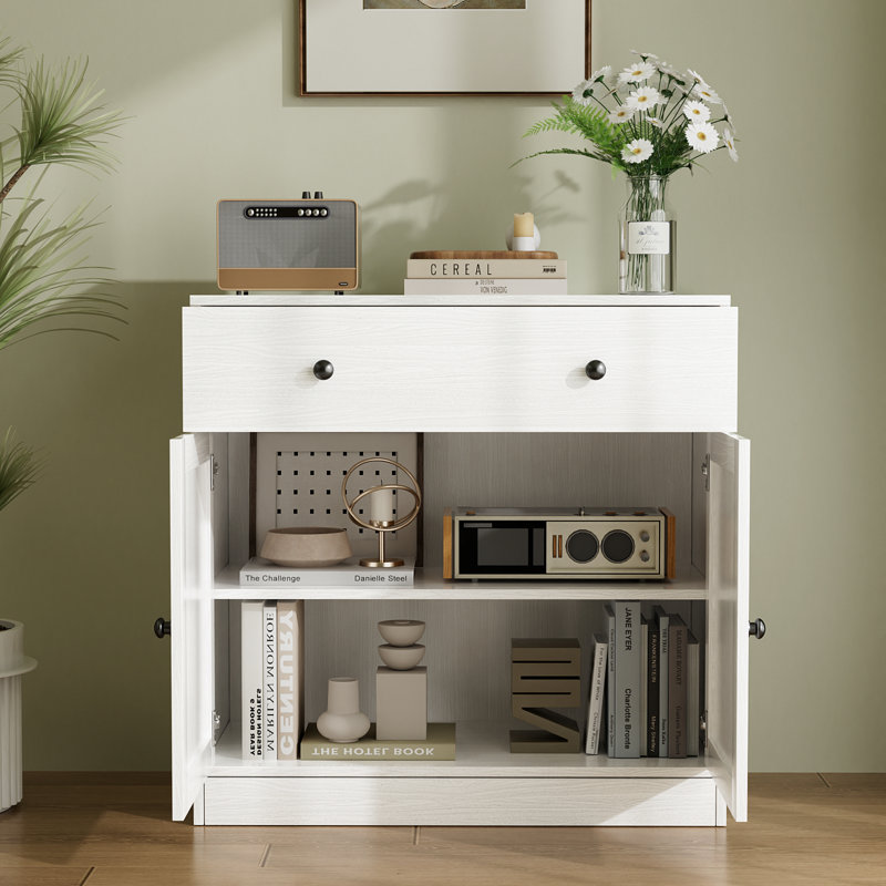 Armoire d'appoint blanche avec tiroir Marta Shaker - l 31,5 po x P 15,7 po x H 31,5 po, Blanc