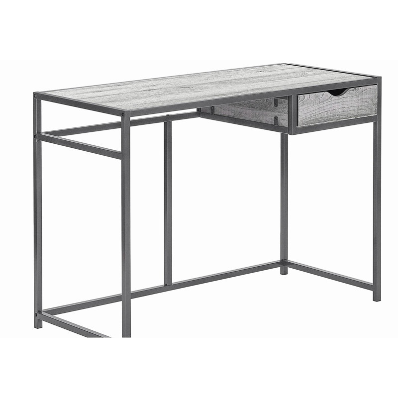 Bureau d'ordinateur, bureau personnel, ordinateur portable, tiroir de rangement, l 42 po, travail, stratifié gris, métal noir, contemporain, moderne