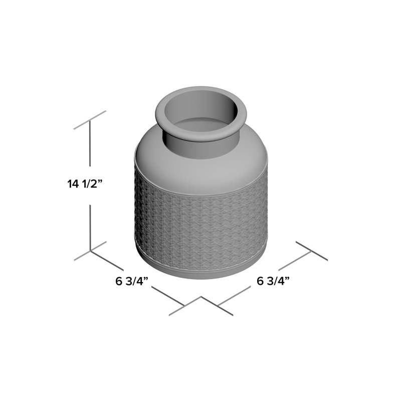Vase de table en verre Renaldi, H 14,5 po x l 6,75 po x P 6,75 po, Beige