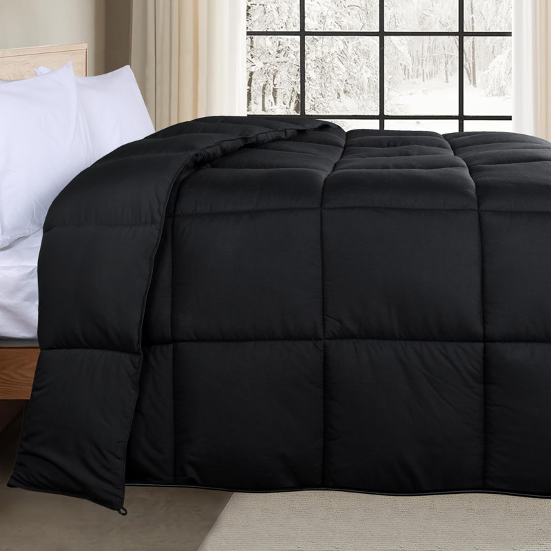 Twin Black Reversible Down Microfiber Comforter