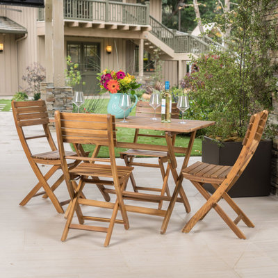Outdoor 5-Pieces Acacia Wood Dining Set