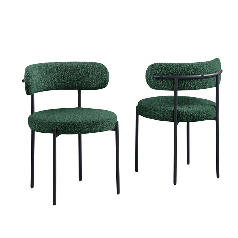 Chaise d'appoint Azianna Boucle, Vert, Noir, noir, noir, noir