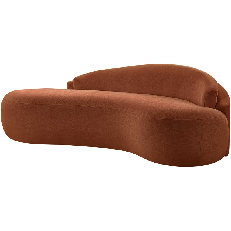 Causeuse en tissu en chenille de 79 po Caspian, Tissu cognac chenille