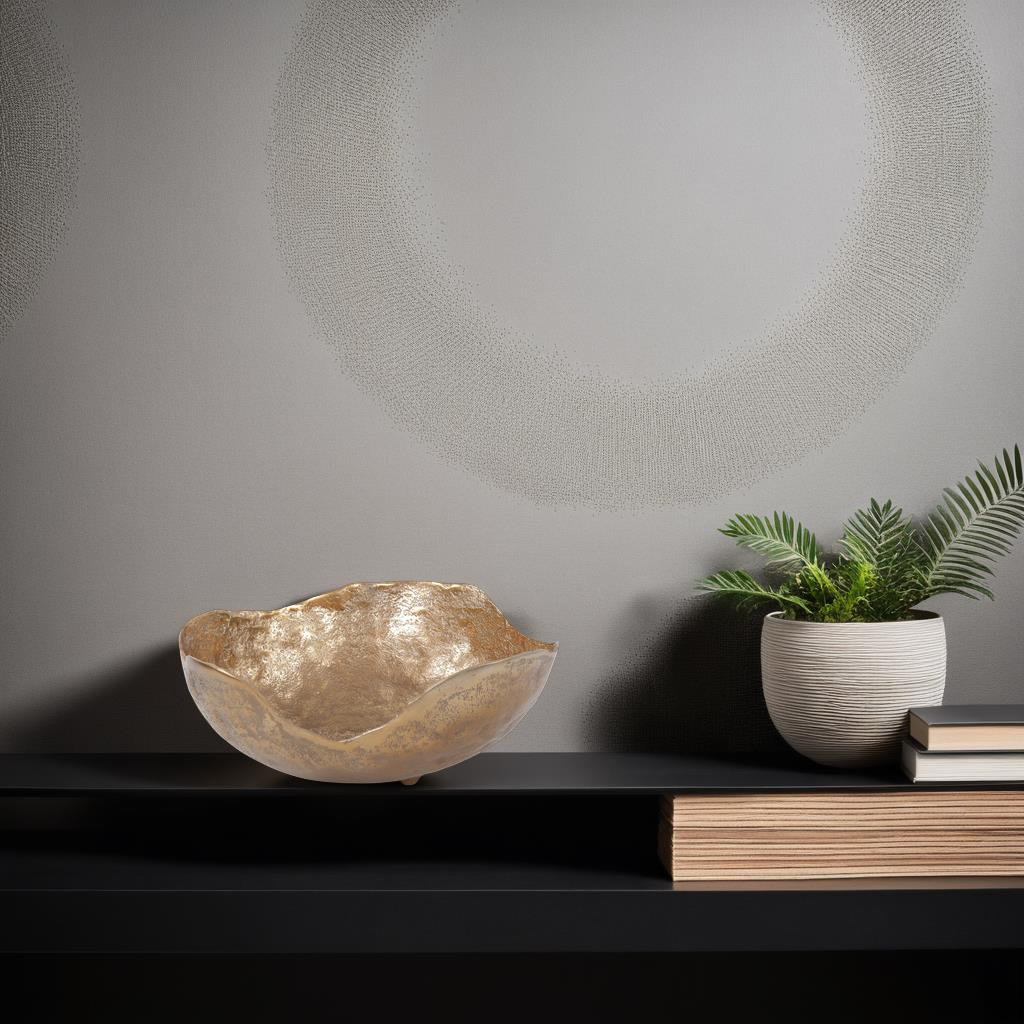 Dafina Round Bowl Uneven Rough Gold Finish