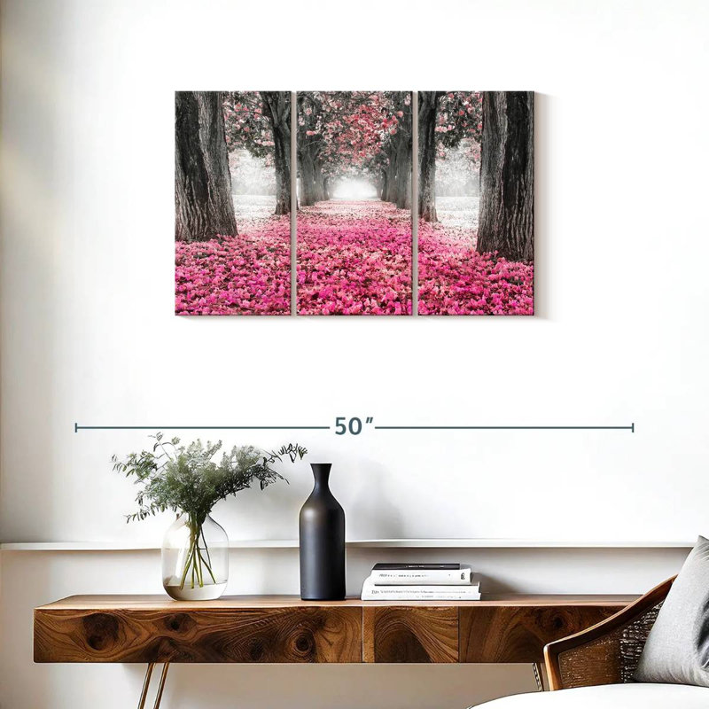 Ensemble de 3 pièces sur toile Cherry Blossom Path Pop, H 33 po x l 20 po x P 1,25 po